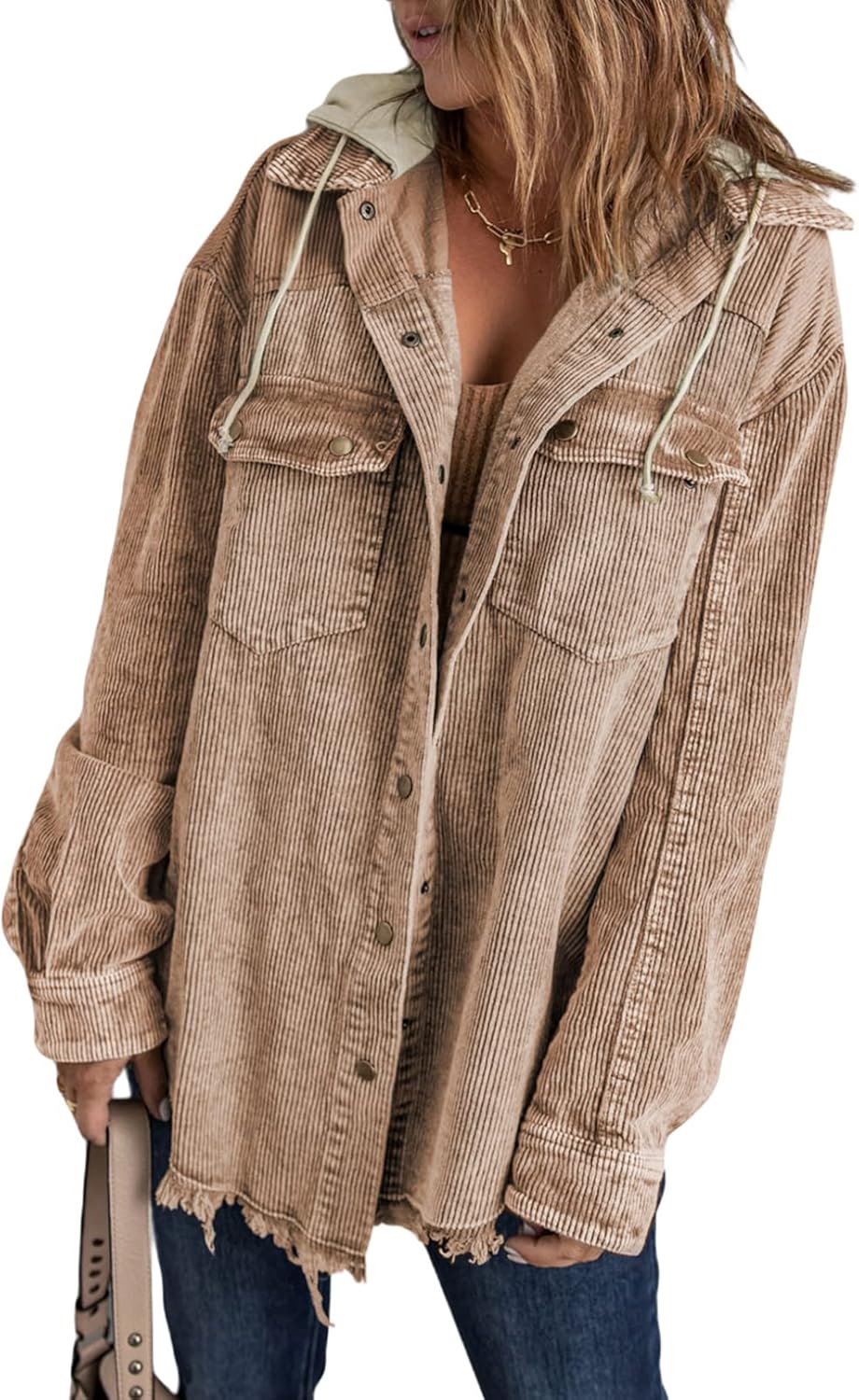 Dokotoo Womens Fall Corduroy Shacket Jacket with Pockets