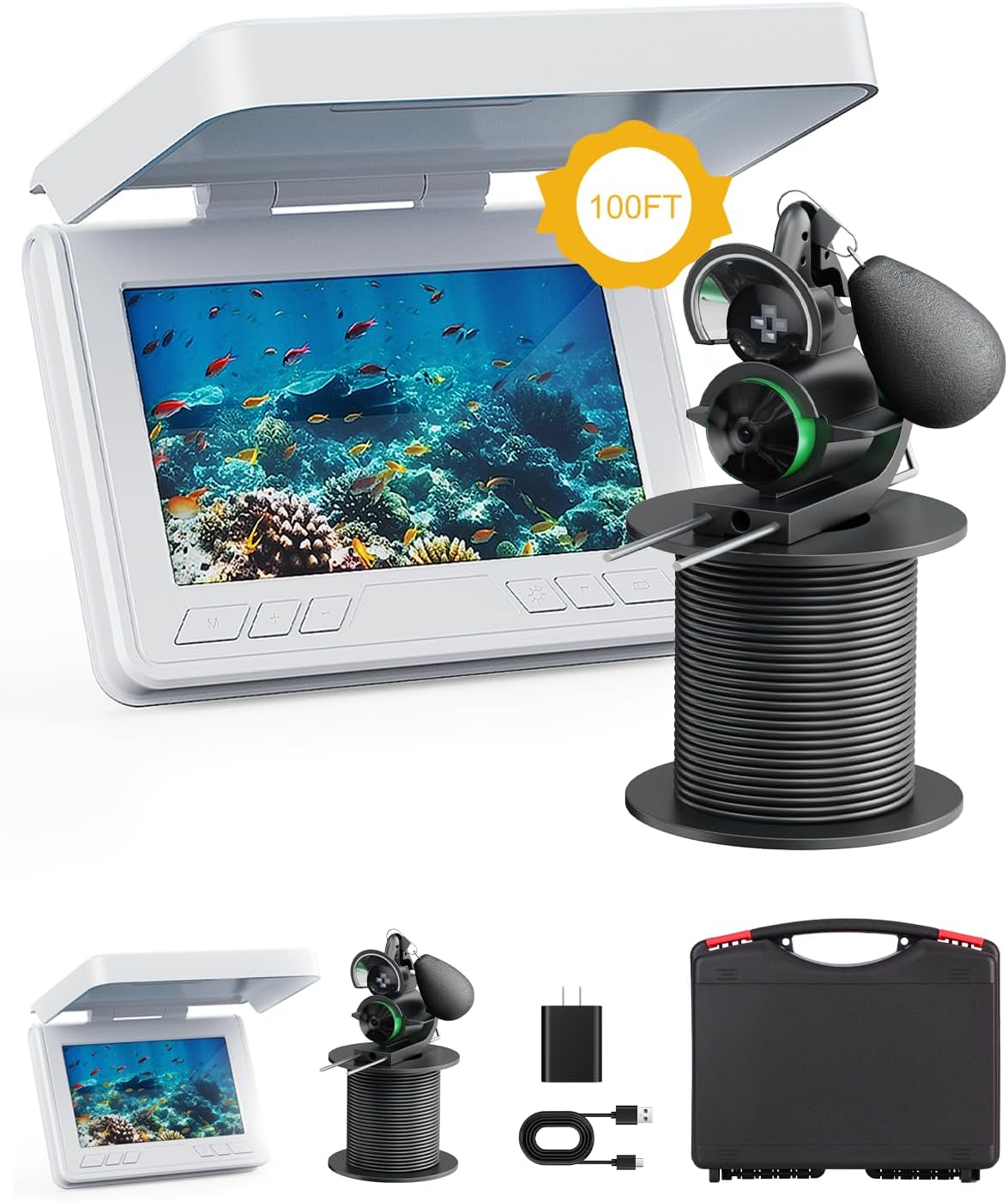 4Q Underwater Fishing Camera - HD Display, Li-Battery