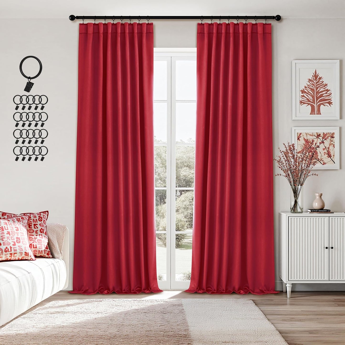 ANRODUO Christmas Back Tab Blackout Curtains for Modern Homes