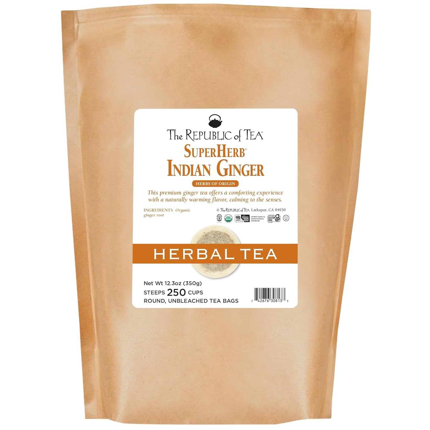 Organic Indian Ginger SuperHerb Tea - 250 Herbal Tea Bags