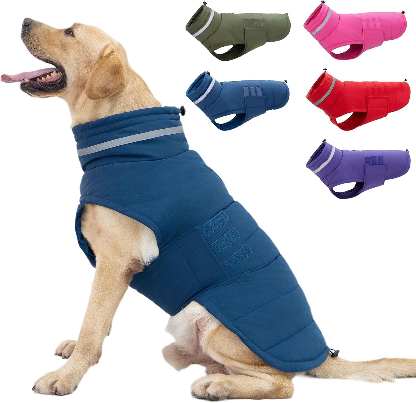 Dog Coat Waterproof Winter Jacket for Large Dogs - Blue XL