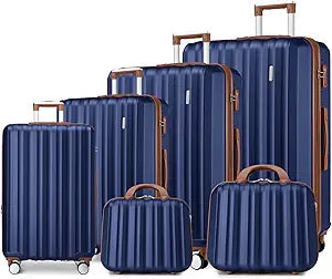 Luggage Sets 6 Piece Expandable Hardside Suitcase Set Navy Blue