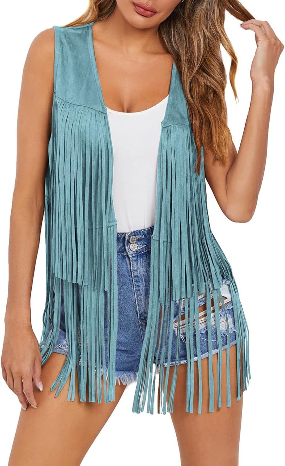 Dokotoo Womens Fringe Vest for 70s Hippie Cowgirl Style