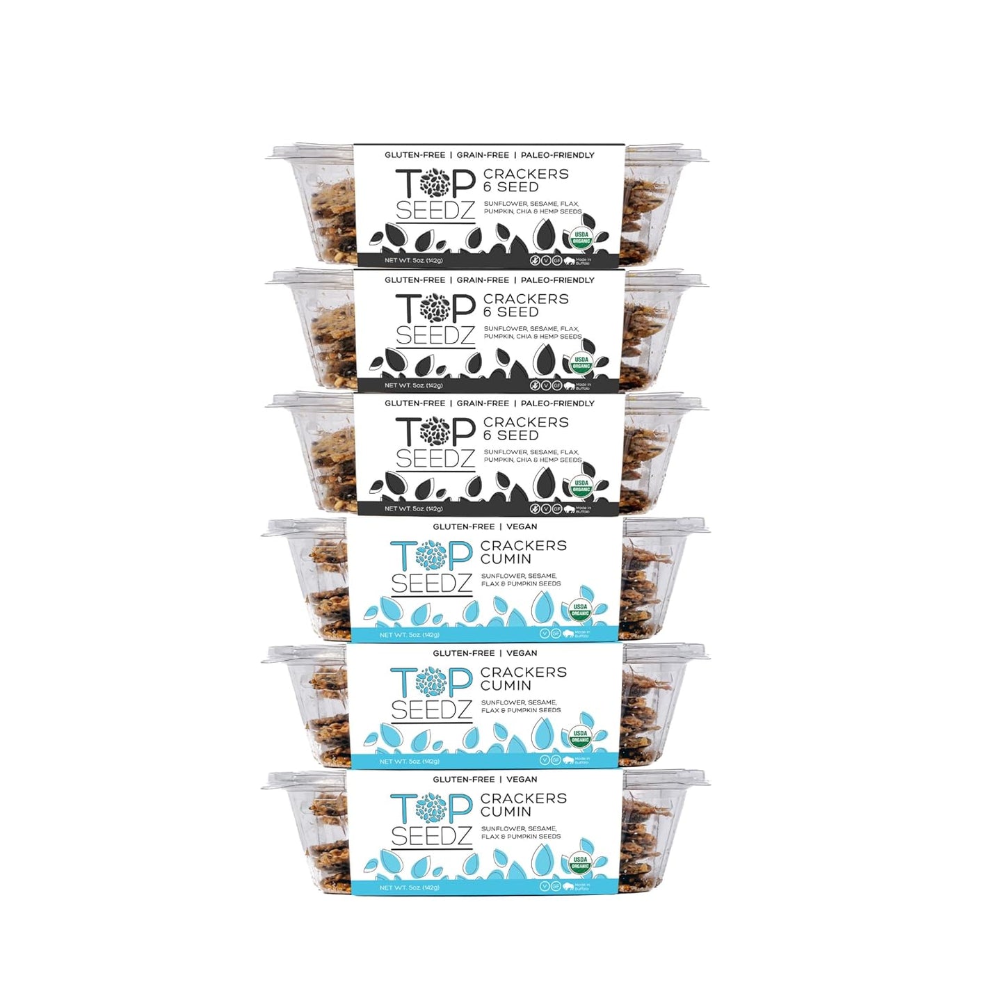Top Seedz Organic Gluten Free Cumin and 6 Seed Crackers 6-Pack