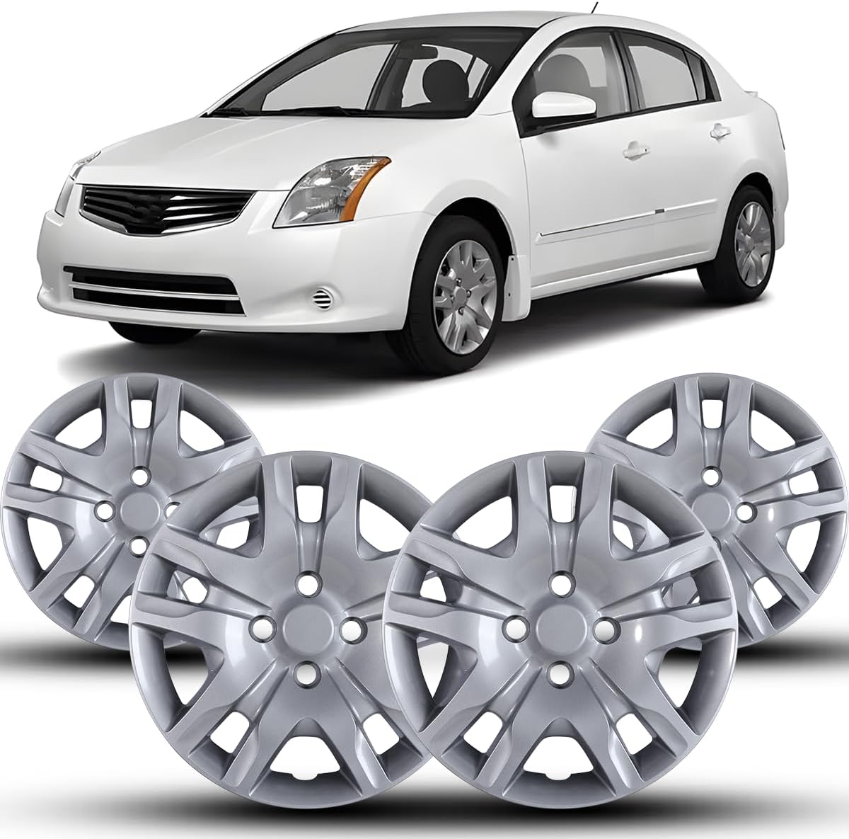 Winjet 16 Hubcaps for 2007-2012 Nissan Sentra Wheel Rim Covers