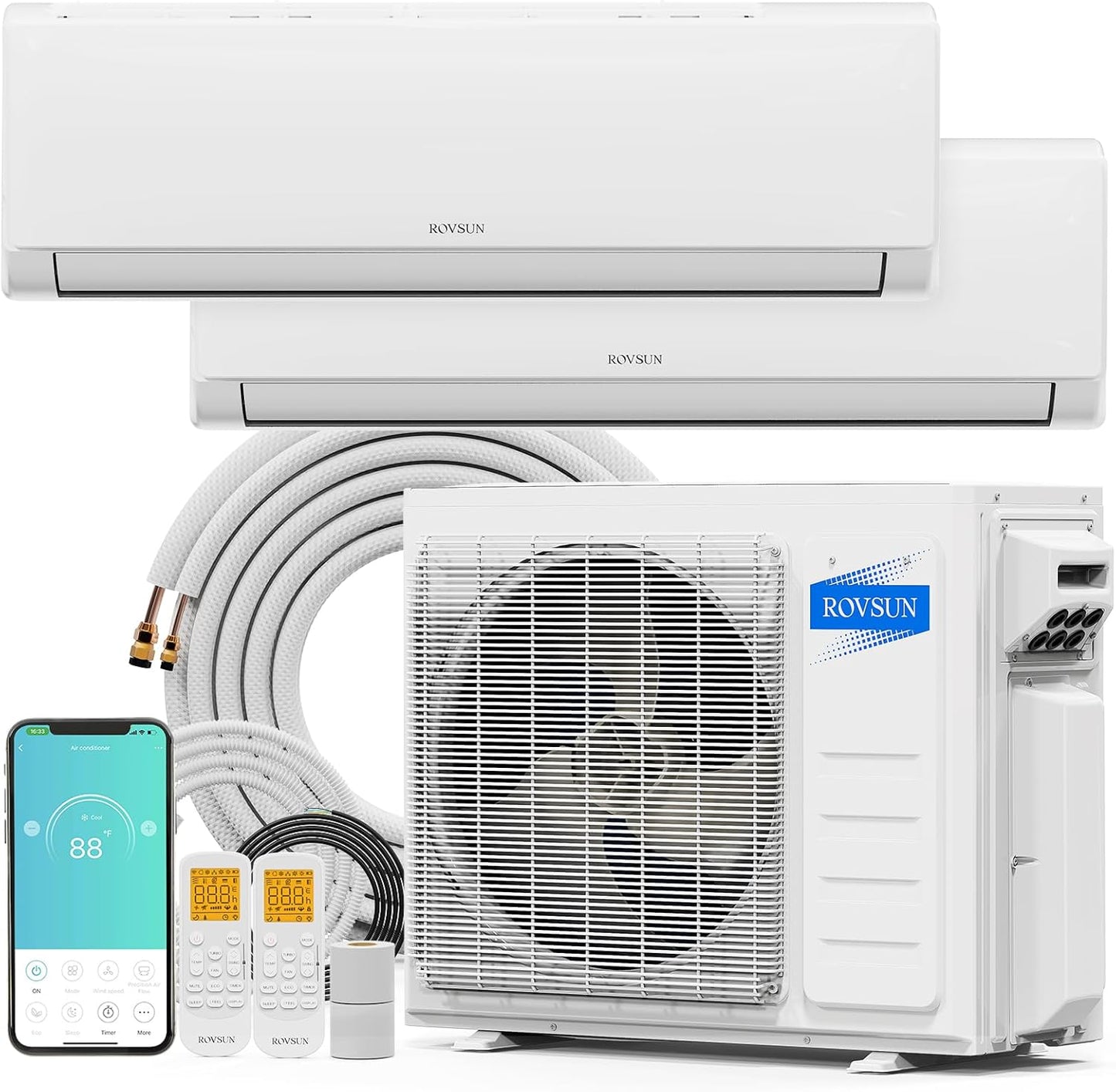 Efficient 20000 BTU Dual Zone WiFi Mini Split AC/Heat Pump