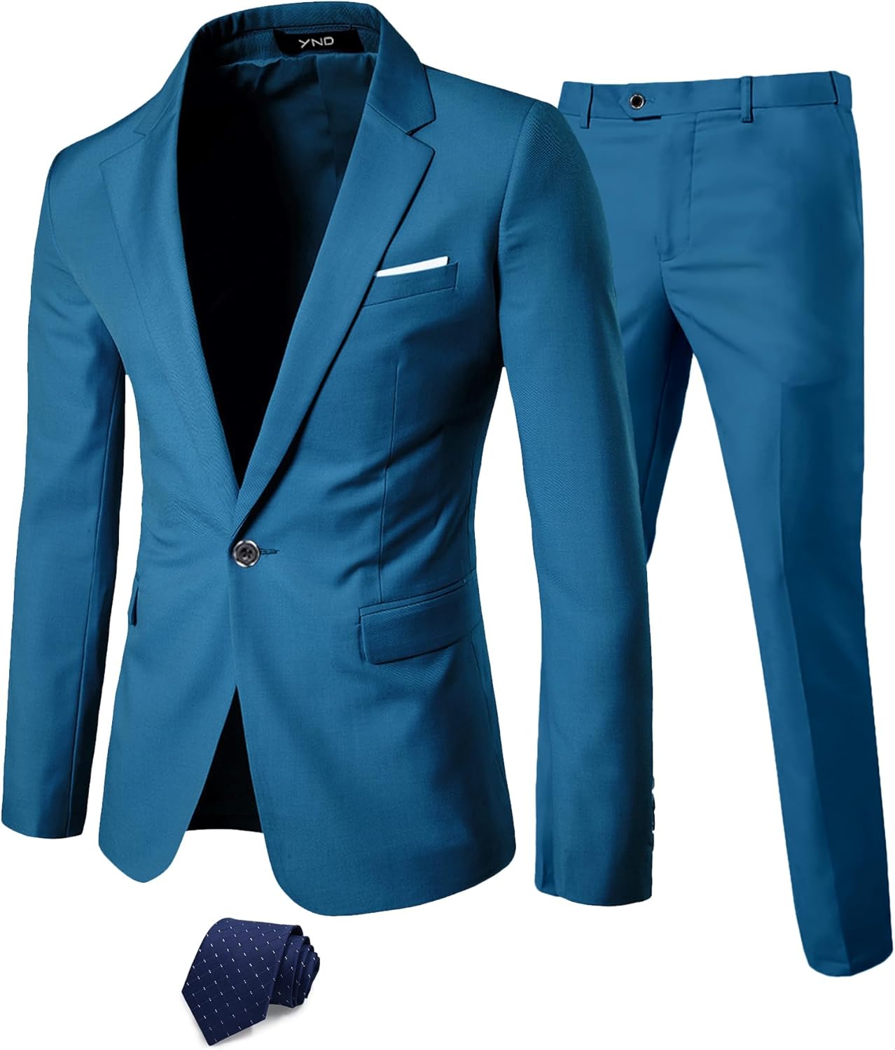 YND Men's 2 Piece Suit Set with Tie for Weddings and Parties