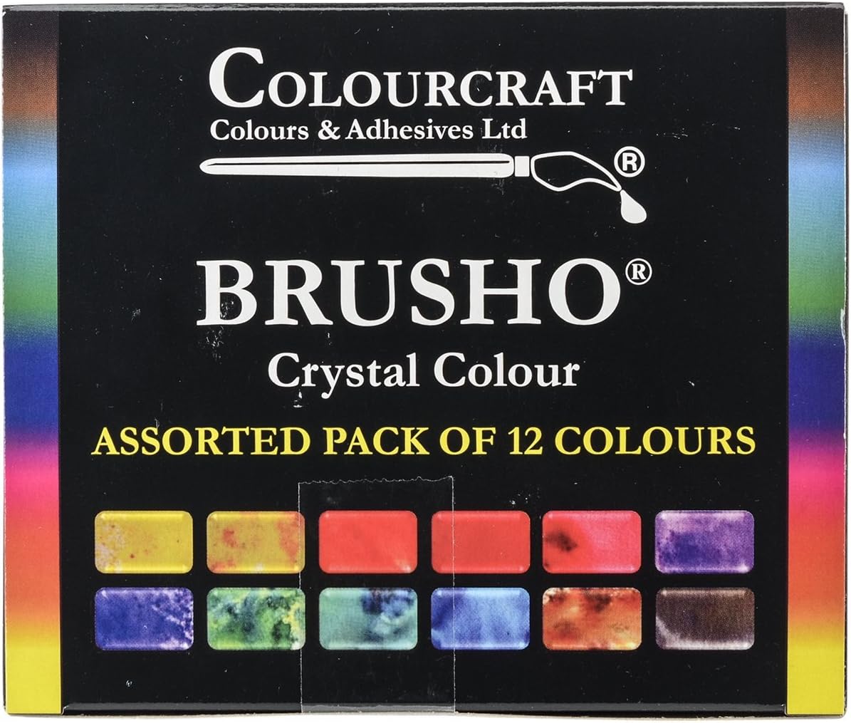 Brusho Crystal Set 12 Color - Intense Water-Based Paint Powder