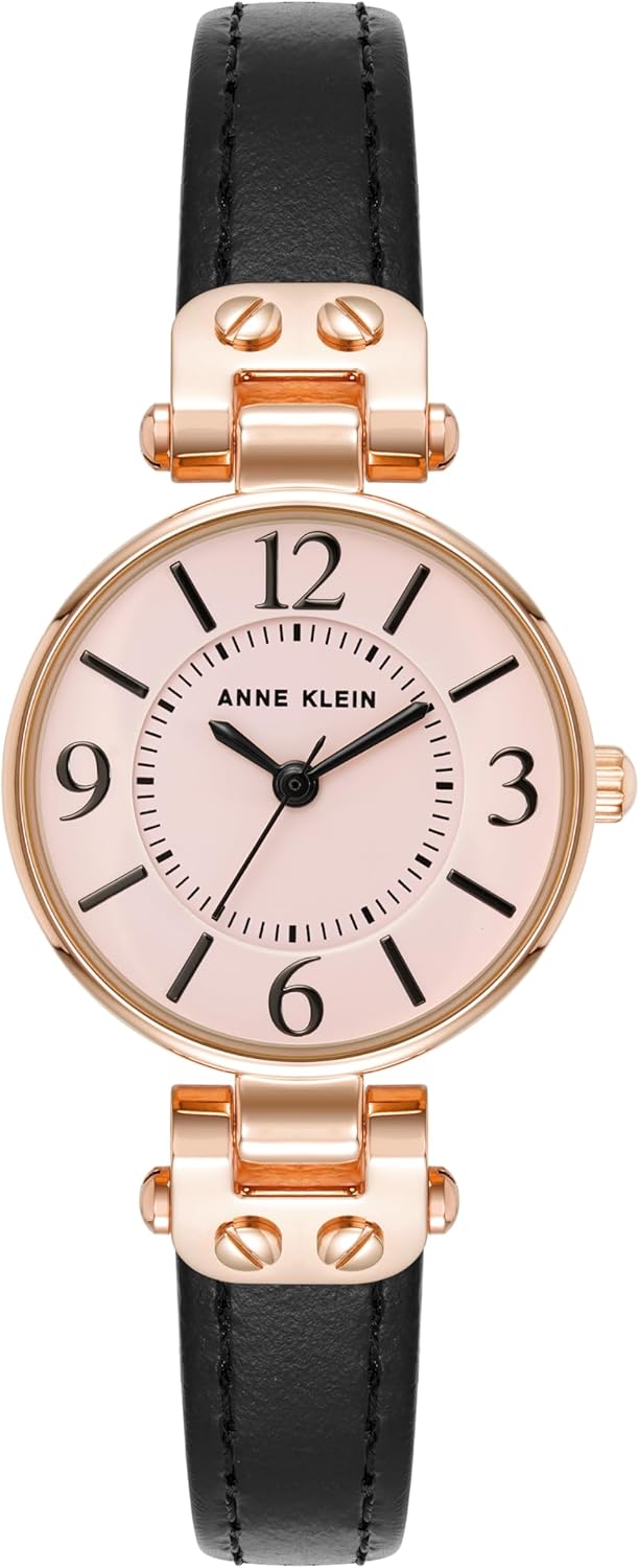 Anne Klein Women's Leather Strap Watch with Glossy Dial