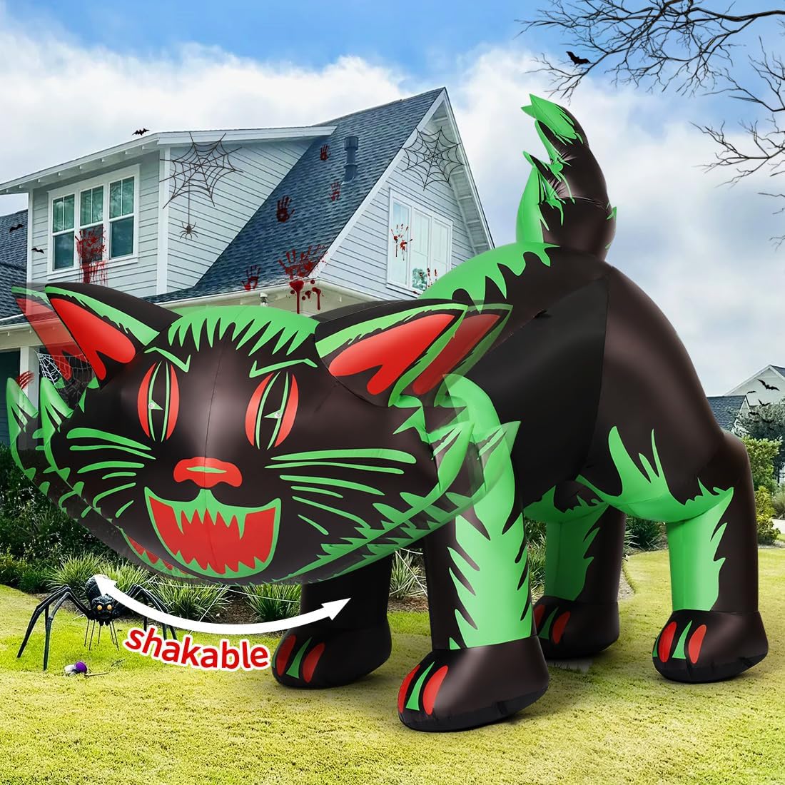 GOOSH 7 FT Halloween Inflatables Cat for Spooky Yard Decor