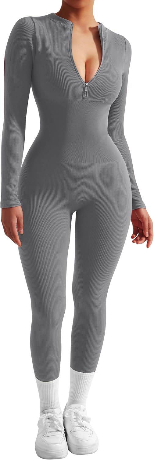SUUKSESS Women Long Sleeve Ribbed Jumpsuit for All Occasions