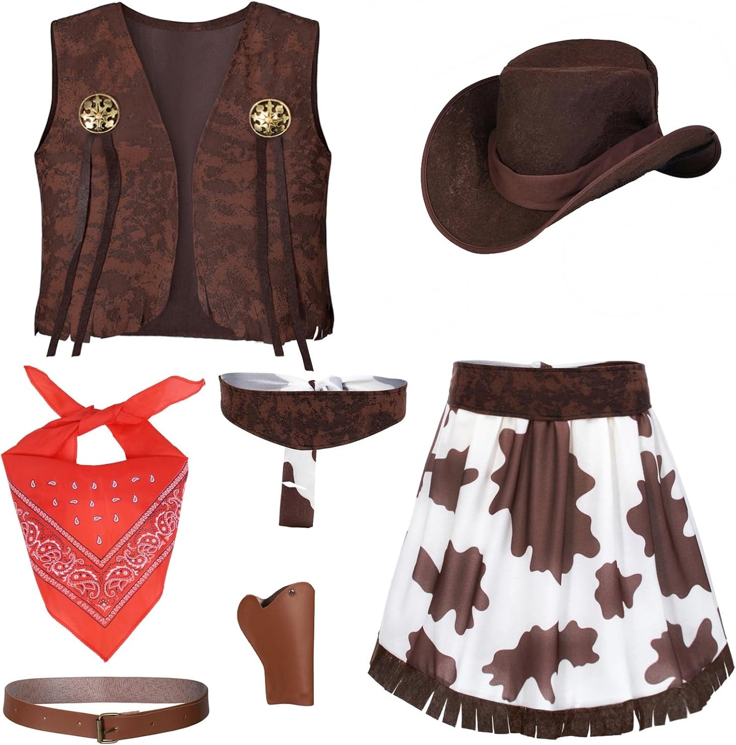 Cowgirl Costume for Girls 6pcs Set for Birthday and Halloween
