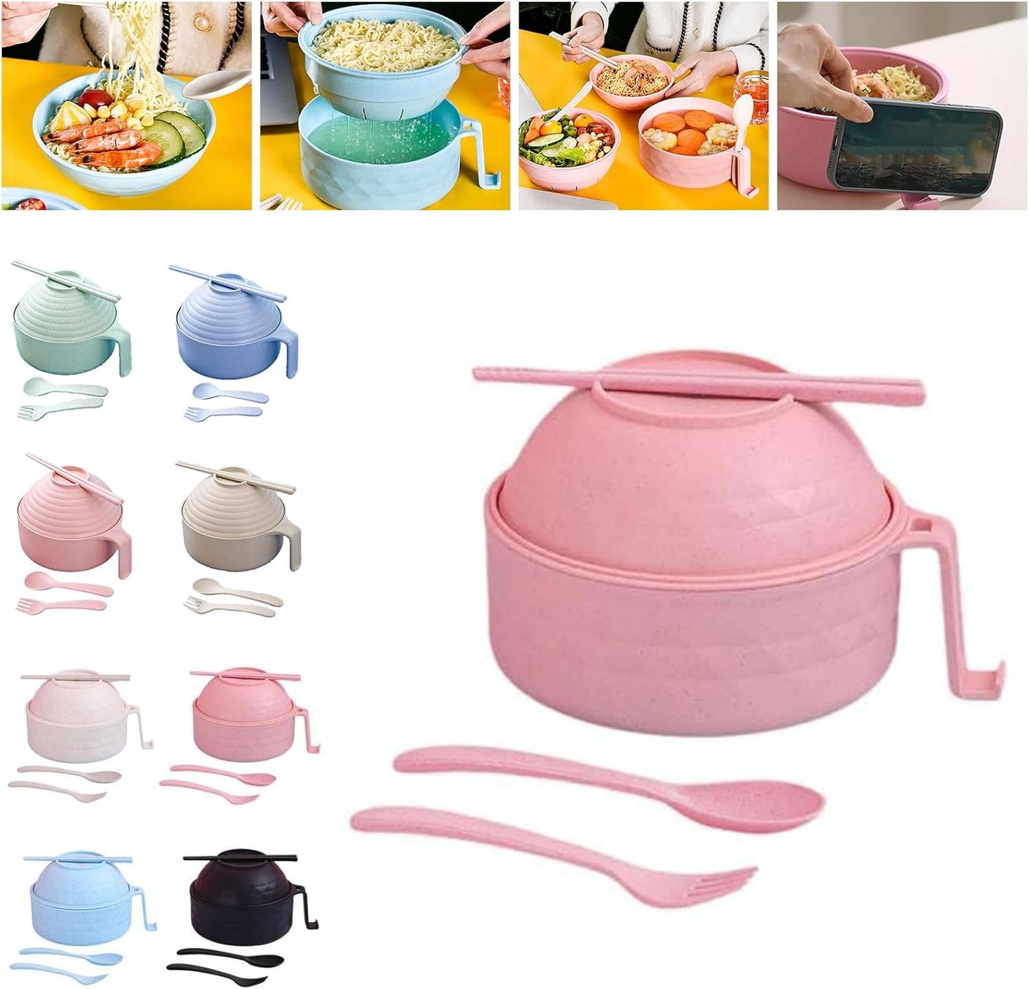 Convenient Microwave Ramen Bowl Set - Perfect for Quick Meals!