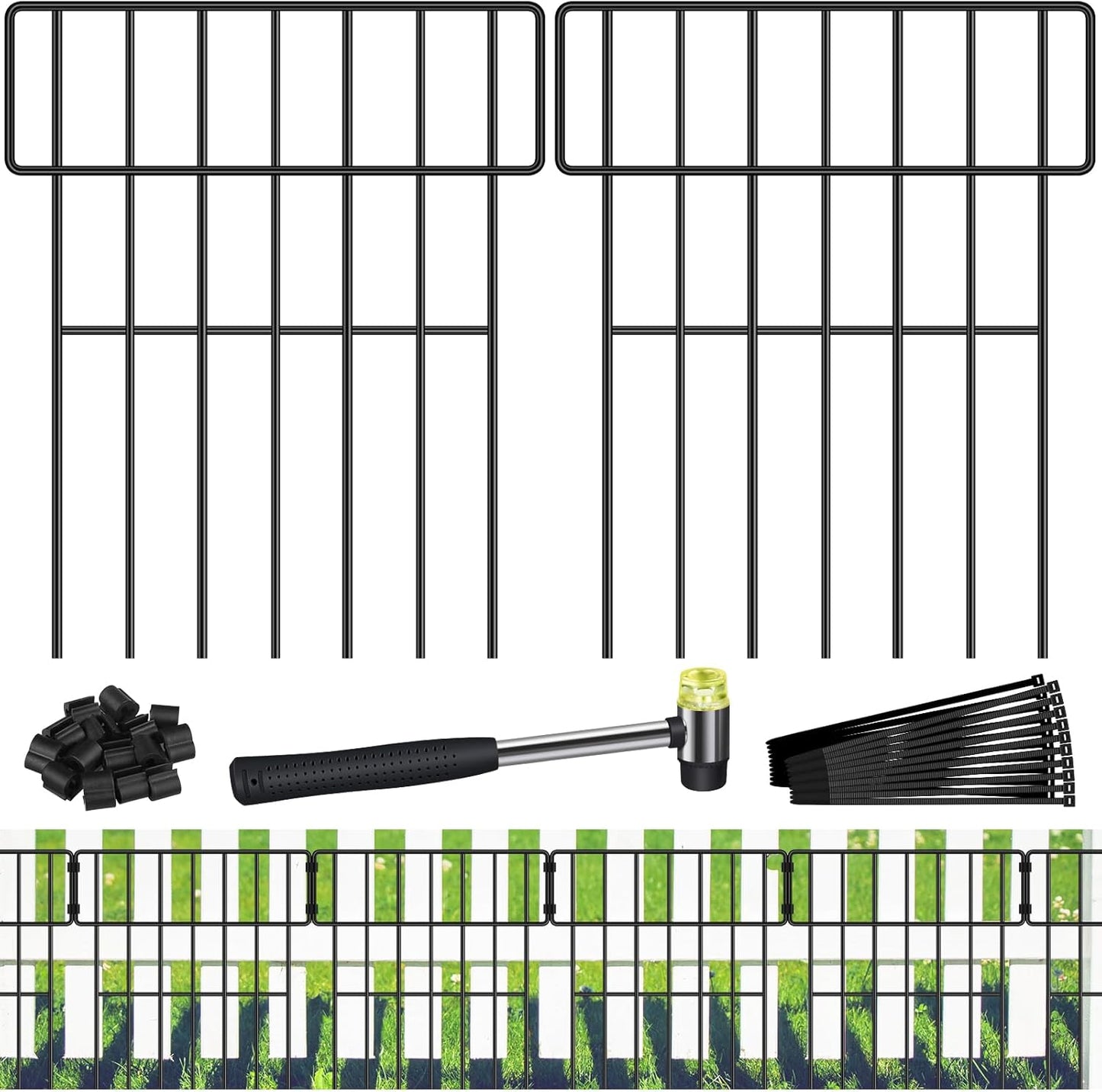 Decorative Garden Fence 10ft Metal Animal Barrier for Yard