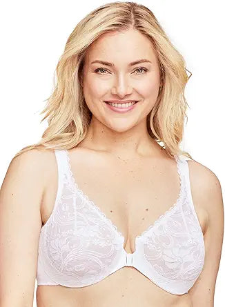 Glamorise Women's Plus Size Wonderwire Lace Front-Closure Underwire