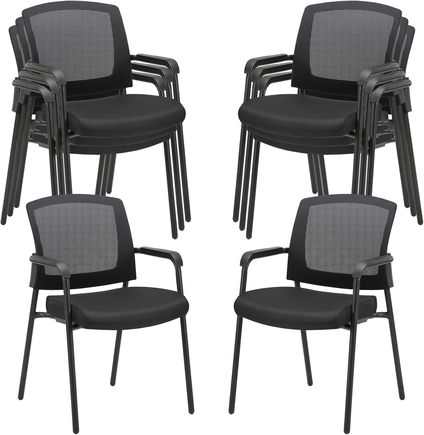 CLATINA Stacking Chairs for Waiting Rooms and Offices, Set of 8