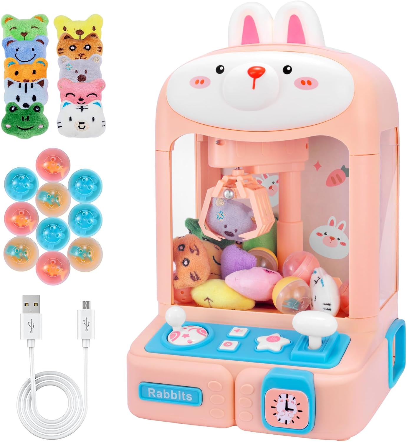 Claw Machine for Kids with Plush Toys and Adjustable Sounds