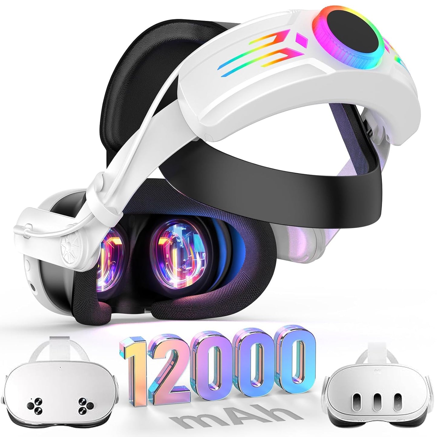 BROKELIT RGB Head Strap with Battery for Meta Quest 3S/3