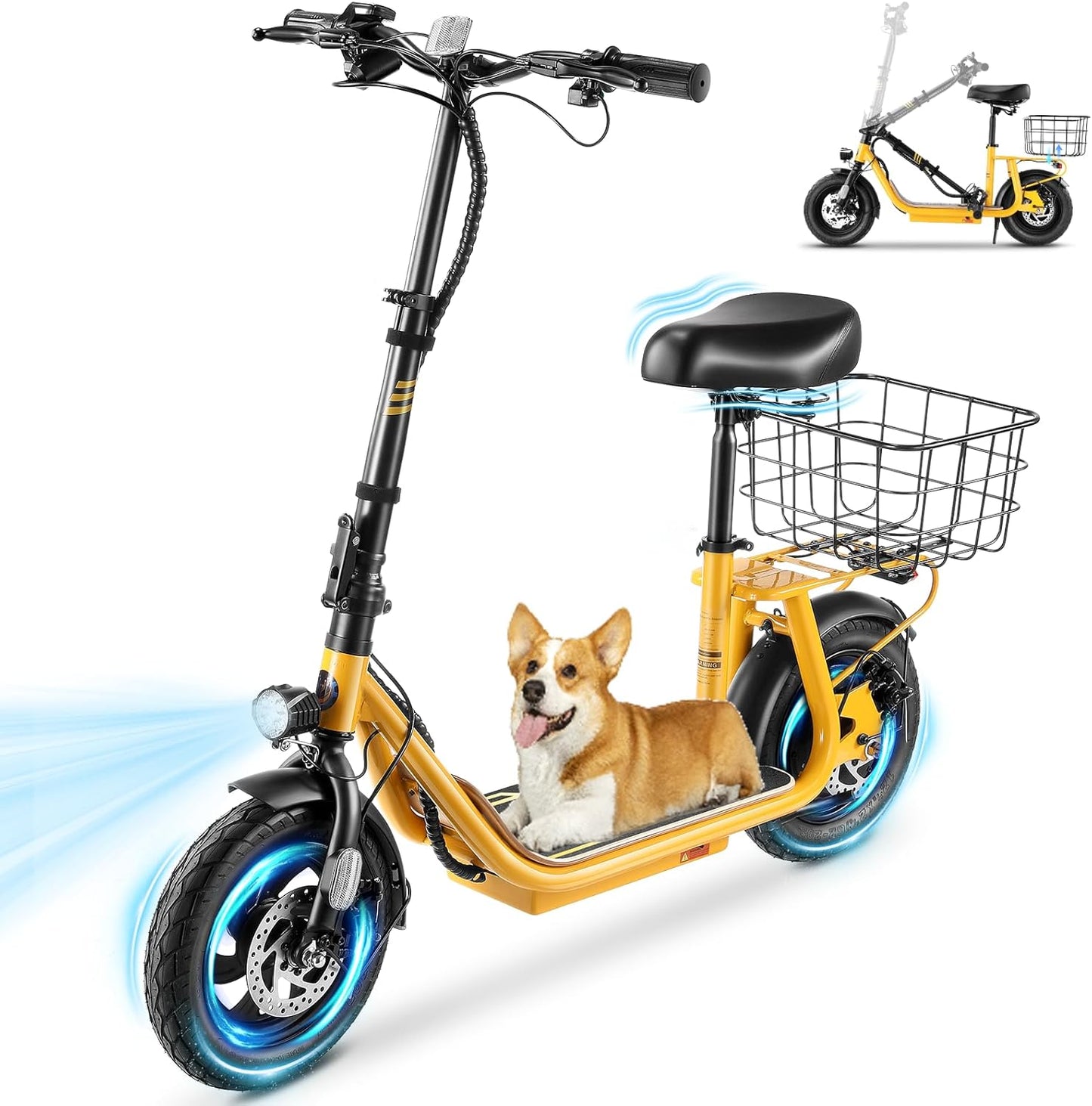 Caroma Peak Electric Scooter with Seat: 20MPH, 30 Miles Range