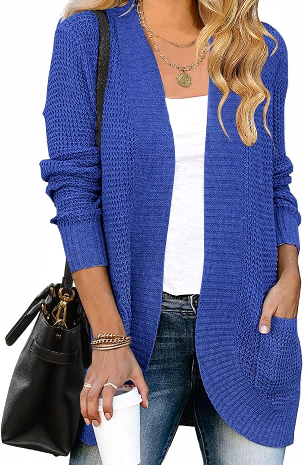 ZESICA Women's Long Sleeve Open Front Cardigan for Fall Winter