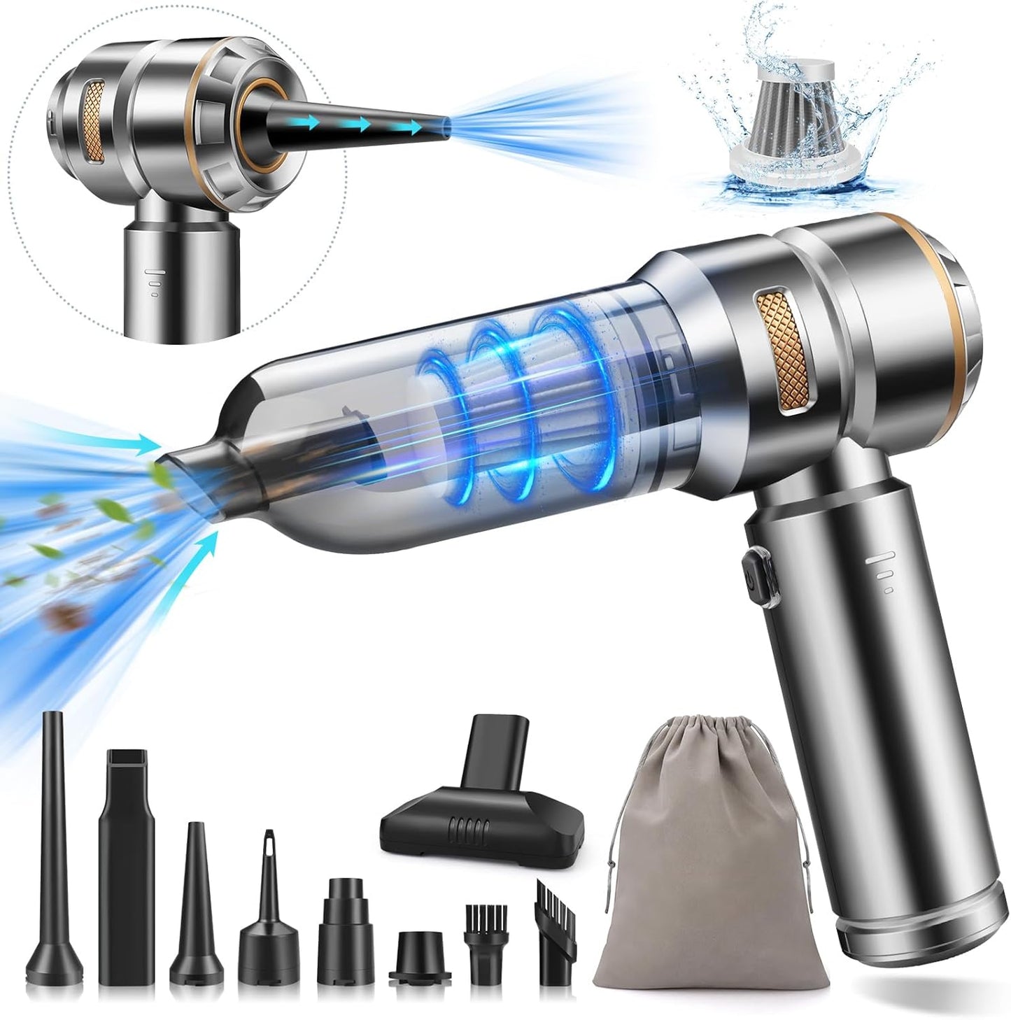 CHOLANG Mini Car Vacuum: Powerful 4-in-1 Cleaner