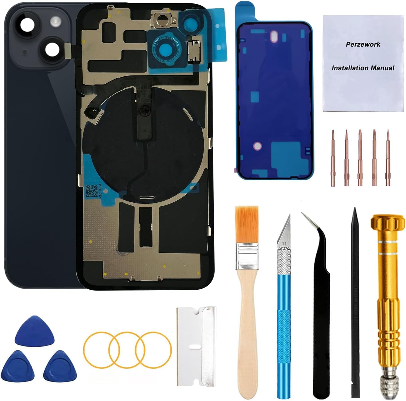 Rear Back Glass Replacement for iPhone 14 with Toolkit