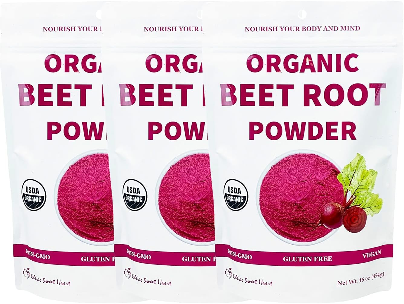 Organic Beet Root Powder - Cherie Sweet Heart 3 lb Resealable Bag