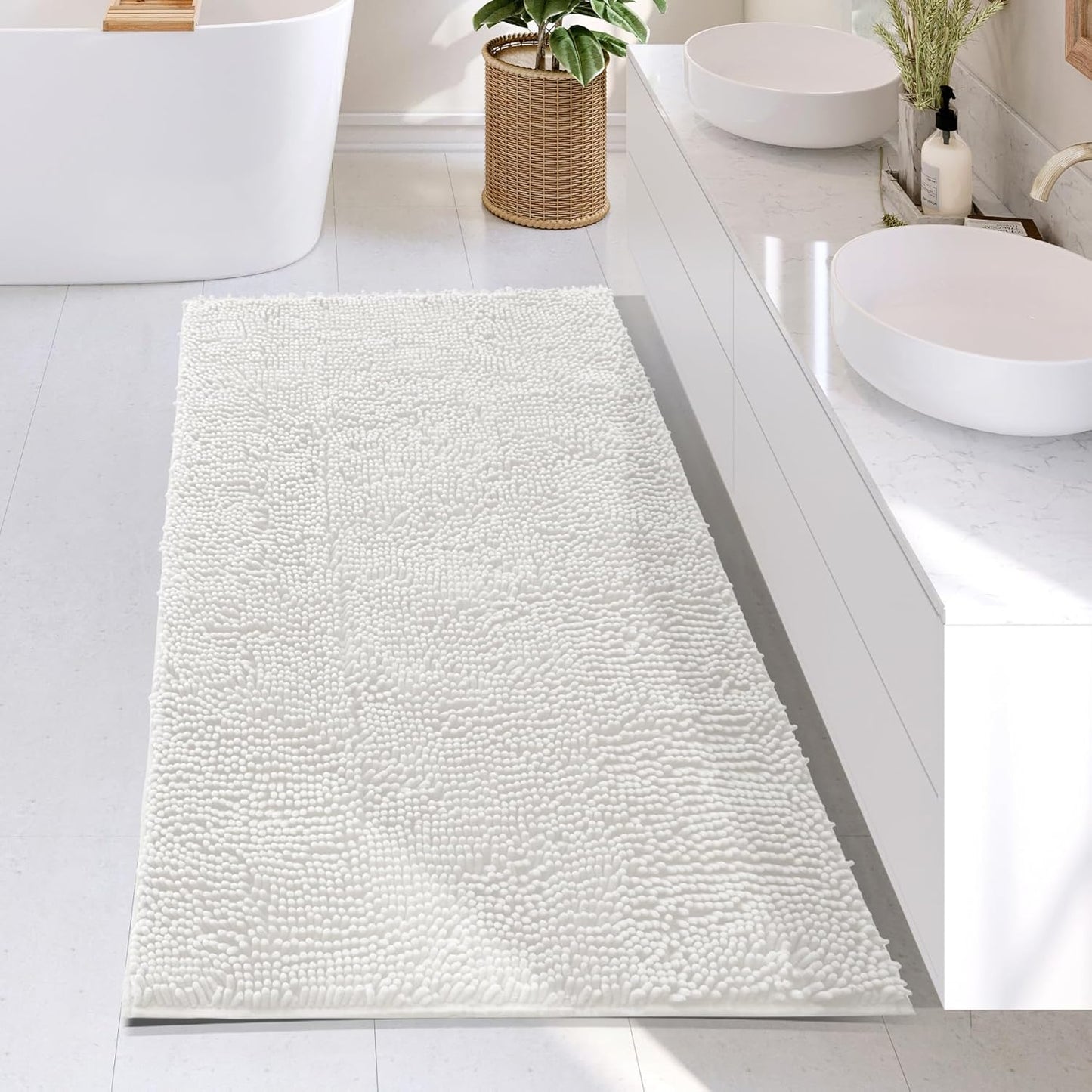 Chenille Bath Mat - Large Non-Slip Bathroom Rug for Comfort