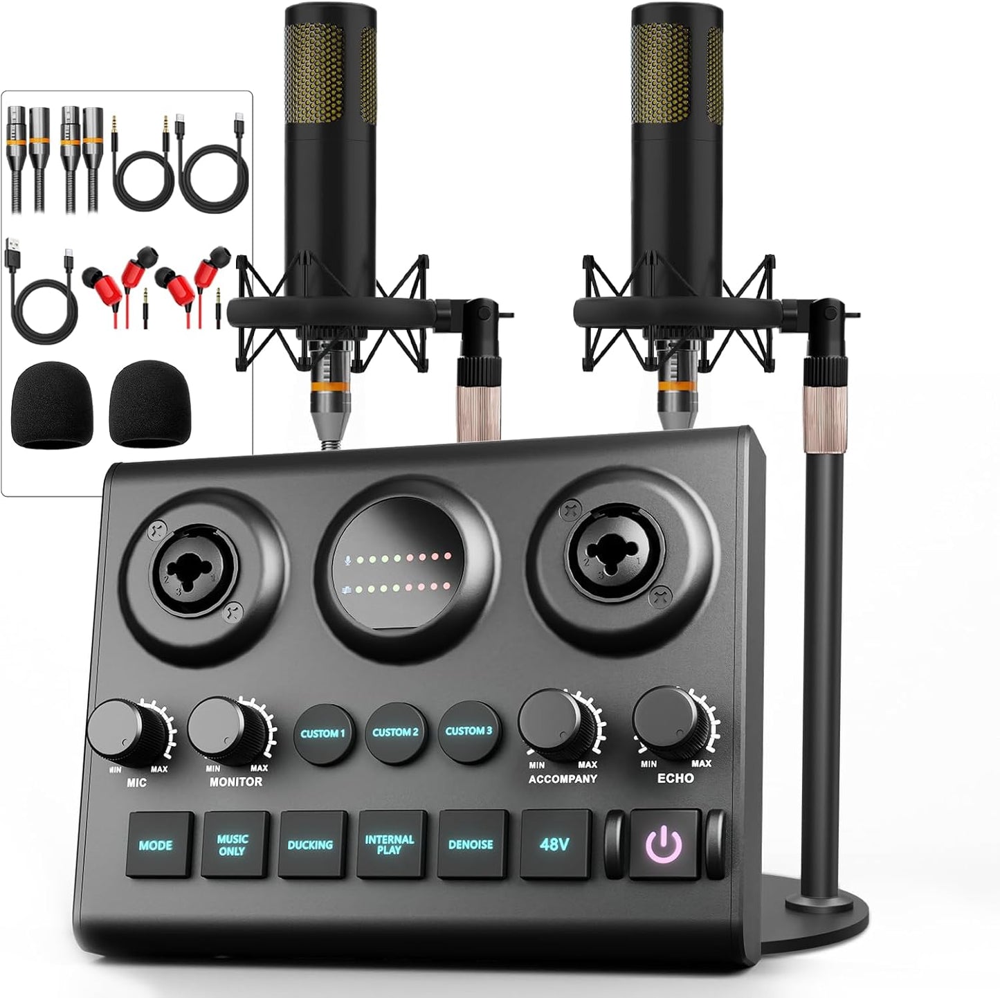 Podcast Equipment Bundle for 2 with Dynamic Microphones