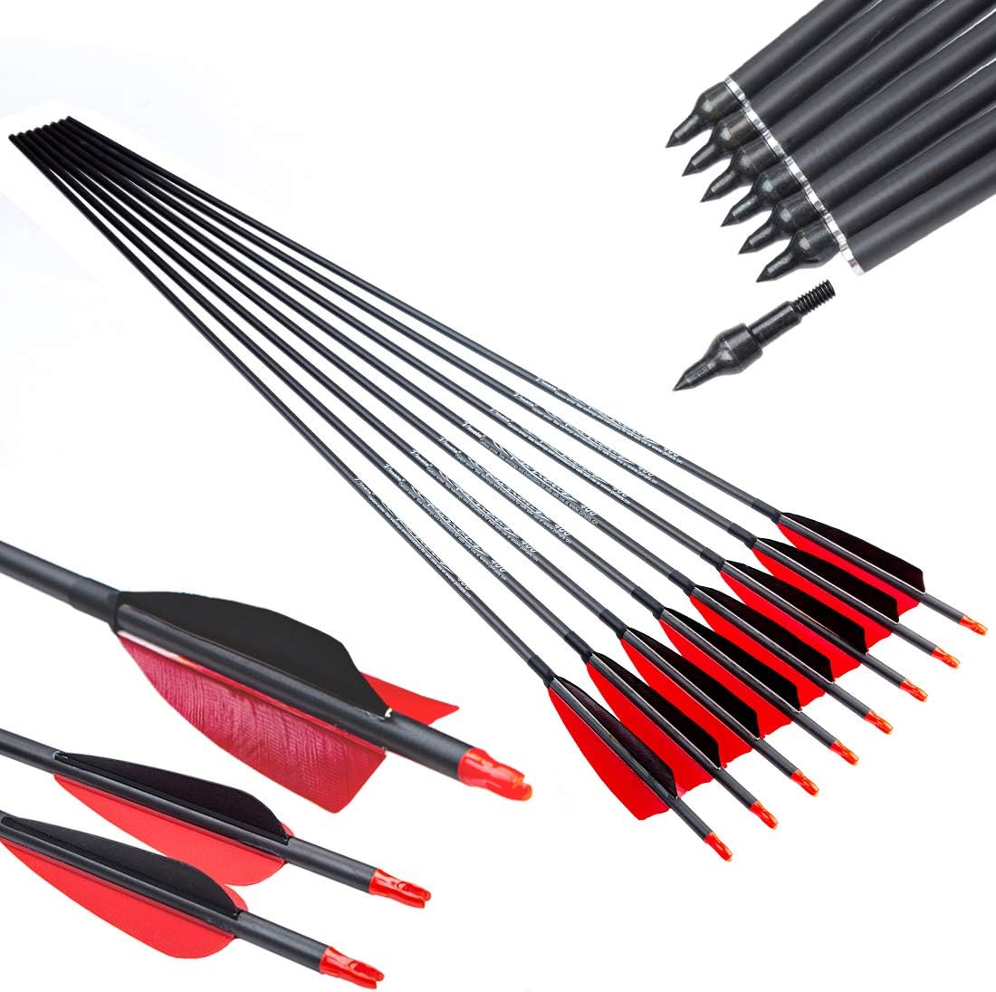 Archery Carbon Arrows 30 32 Inch Shafts for Compound Bow