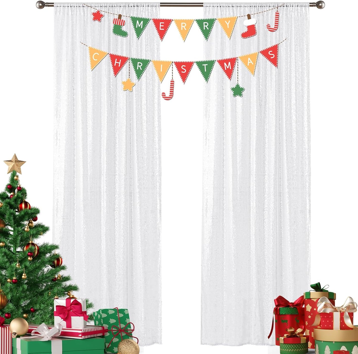 Sparkling White Sequin Backdrop for Glamorous Events