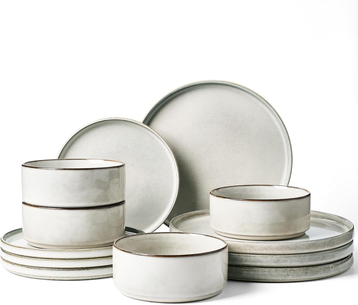 Famiware Annecy Plates and Bowls Set - 12 Piece Dinnerware Set