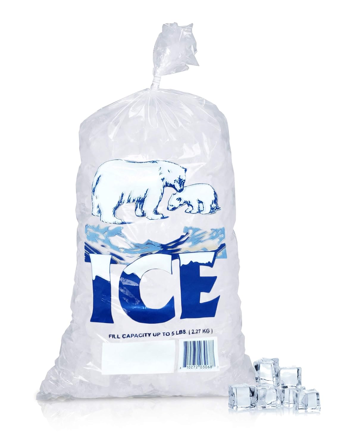 1000 Pack 5 lb Ice Bags with Twist Ties - Industrial Grade