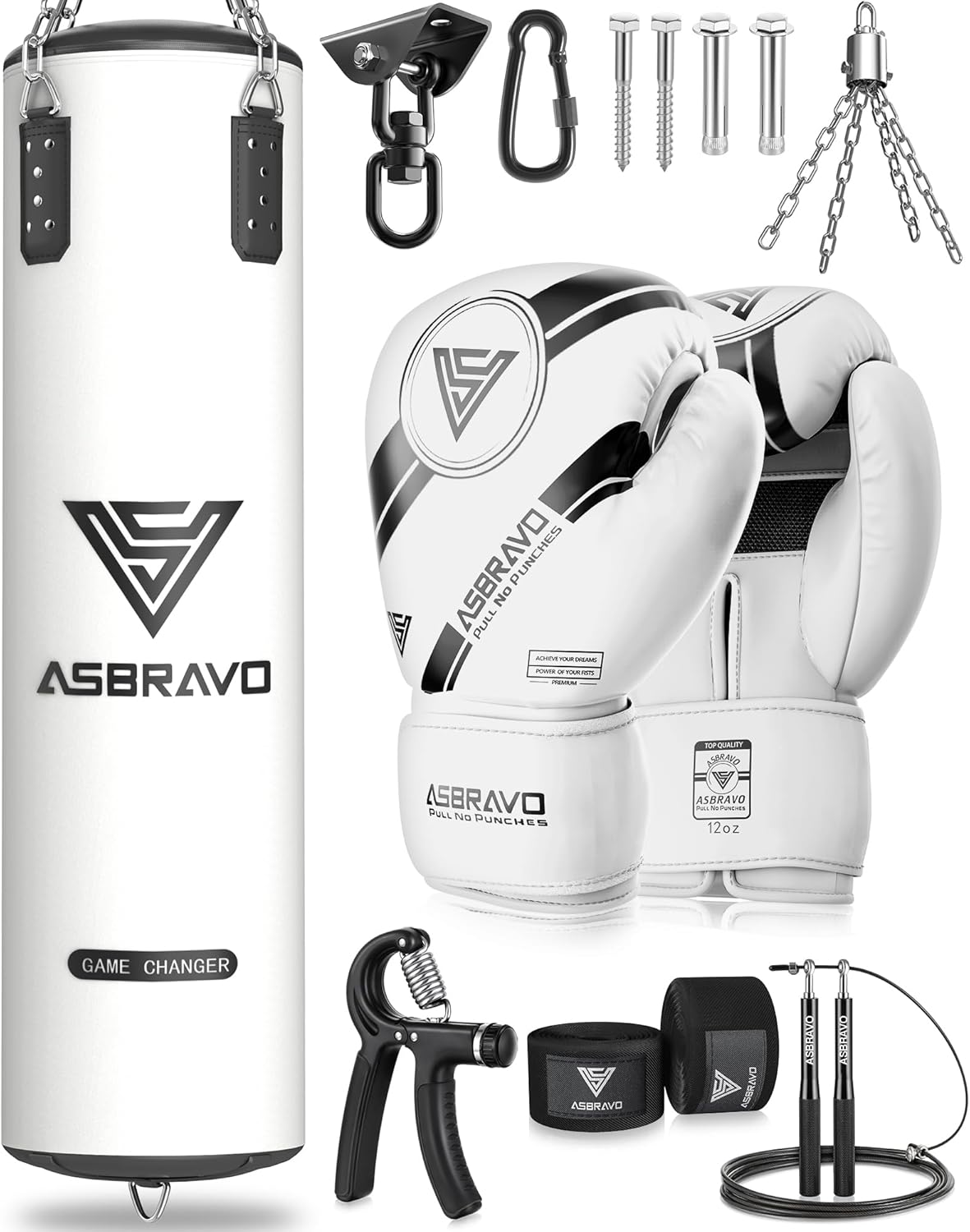 ASBRAVO 4ft Heavy Boxing Bag Set - Kickboxing Training
