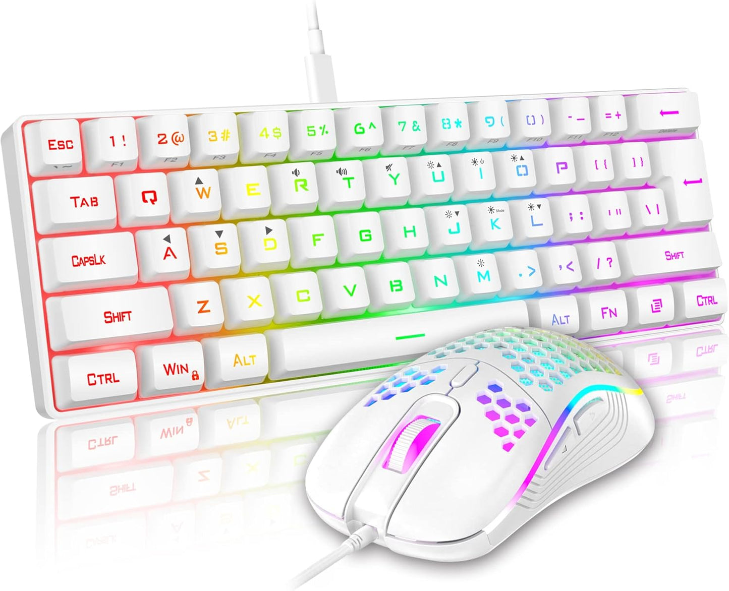 Ultra-Compact Gaming Set: RedThunder 61 Keys Keyboard & 7200 DPI Mouse Combo