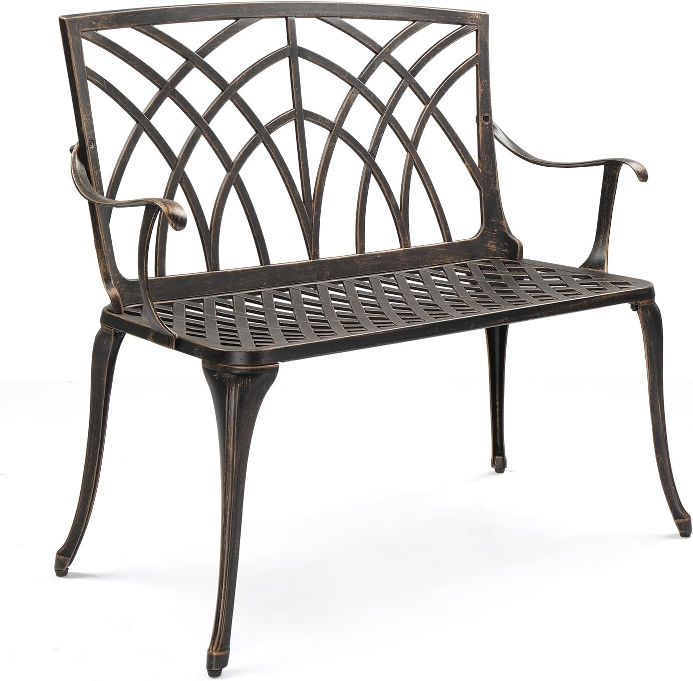 VINGLI 38in Outdoor Bench - Antique Cast Aluminium Garden Seat