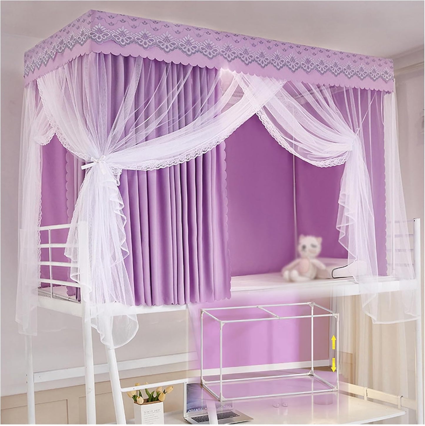 Student Dorm Canopy - Purple Twin Bunk Bed Tent