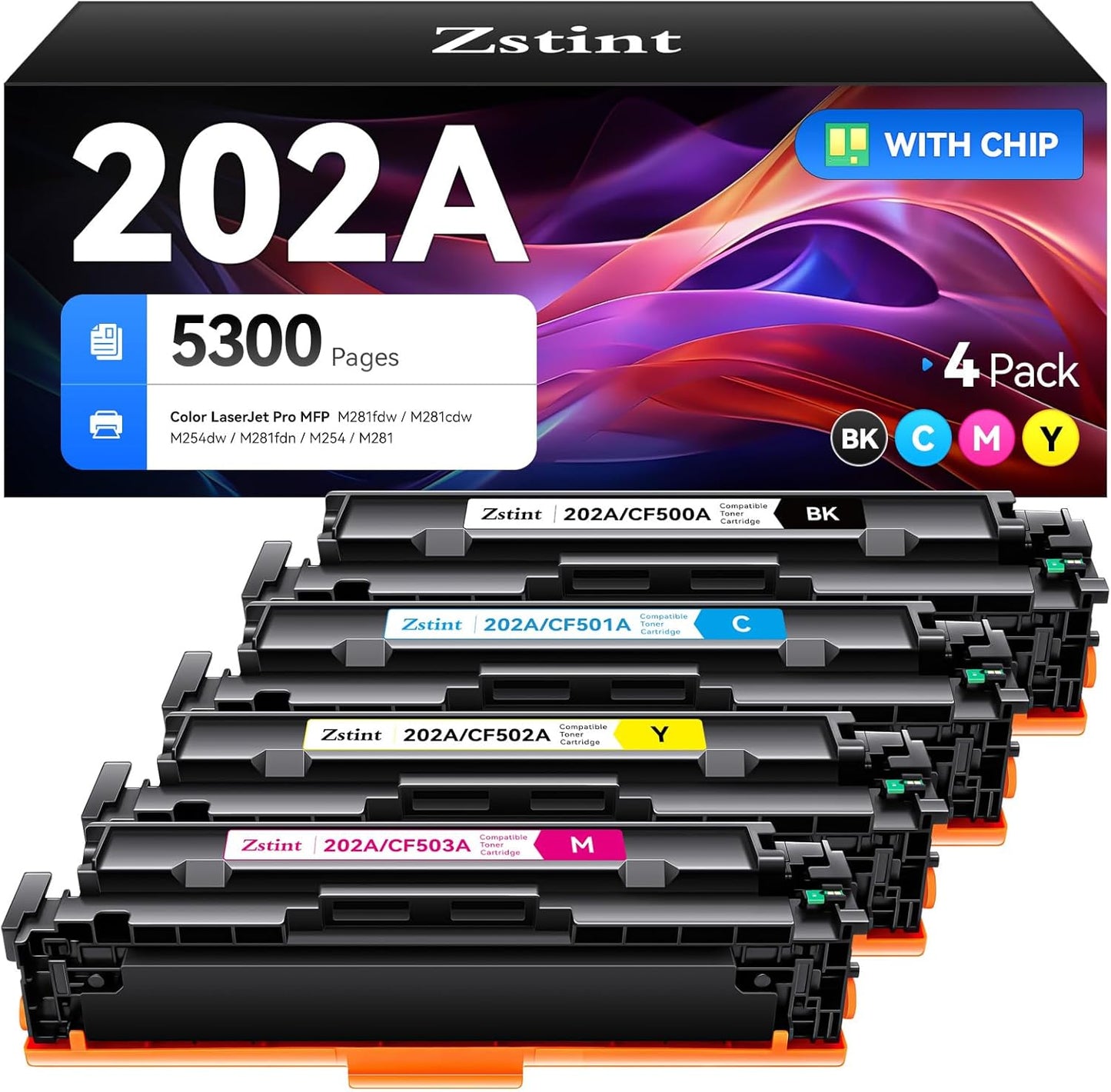 202A Toner Cartridge Set 4-Pack for HP Color LaserJet Printers