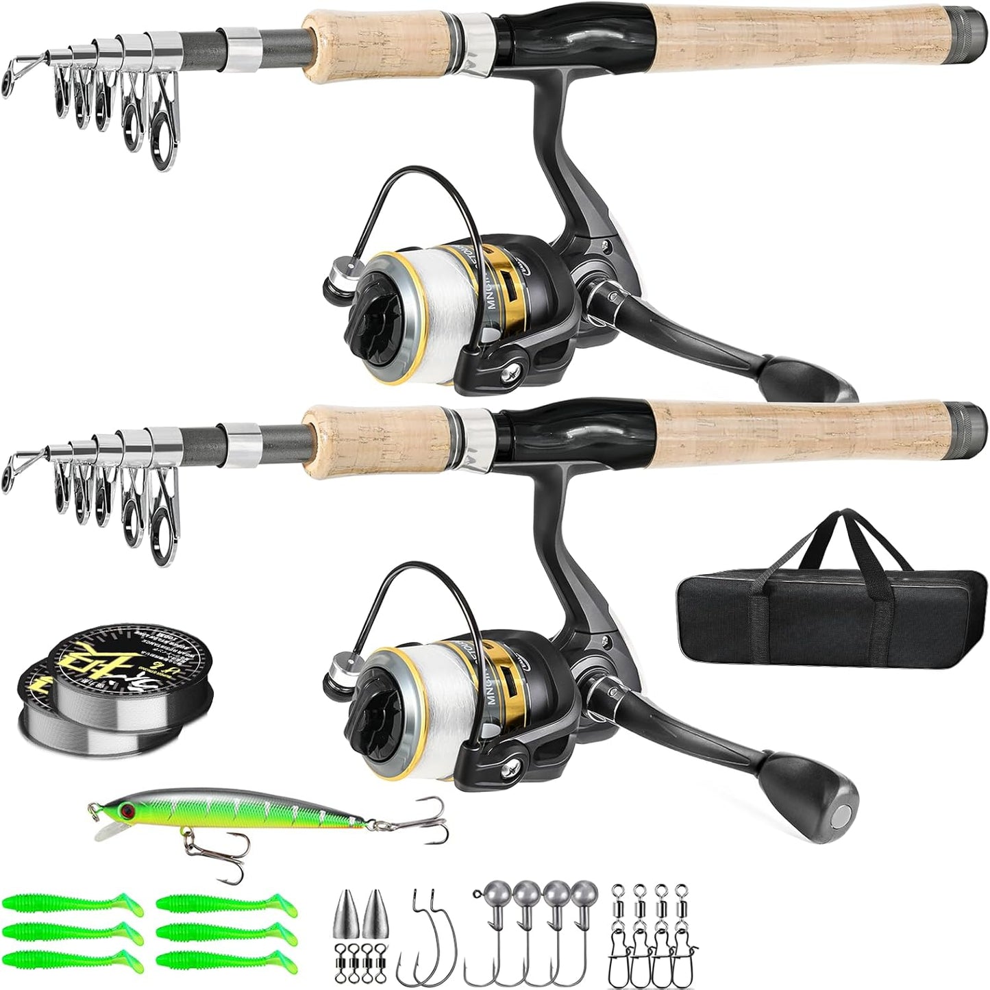 Carbon Fiber Fishing Pole Combo for Travel - Seamless Reeling