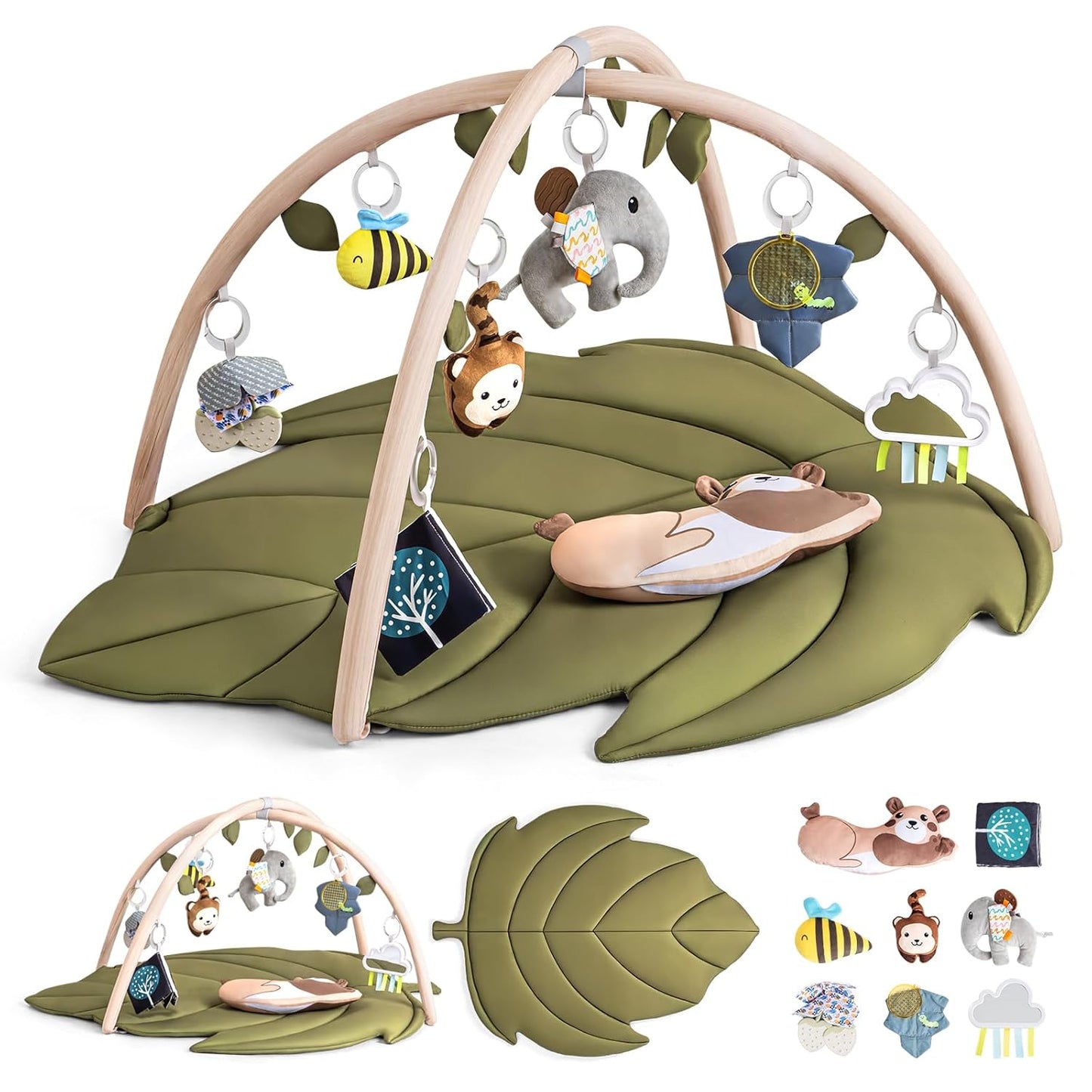 Infant Activity Center for Newborns with Leaf-Shaped Play Gym