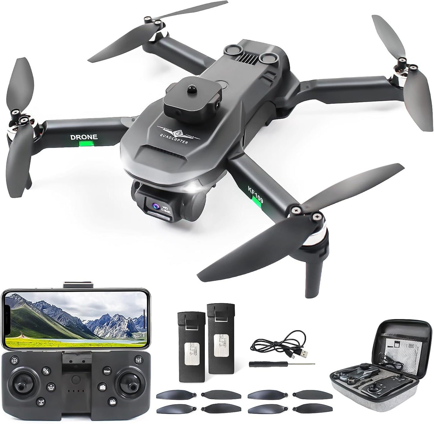 Foldable FPV Mini Drone with Camera - Easy Hover, 3D Flips, 2 Batteries!