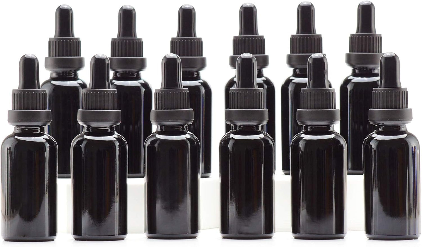 YIZHAO Black Glass Dropper Bottle 1oz for Essential Oils and More