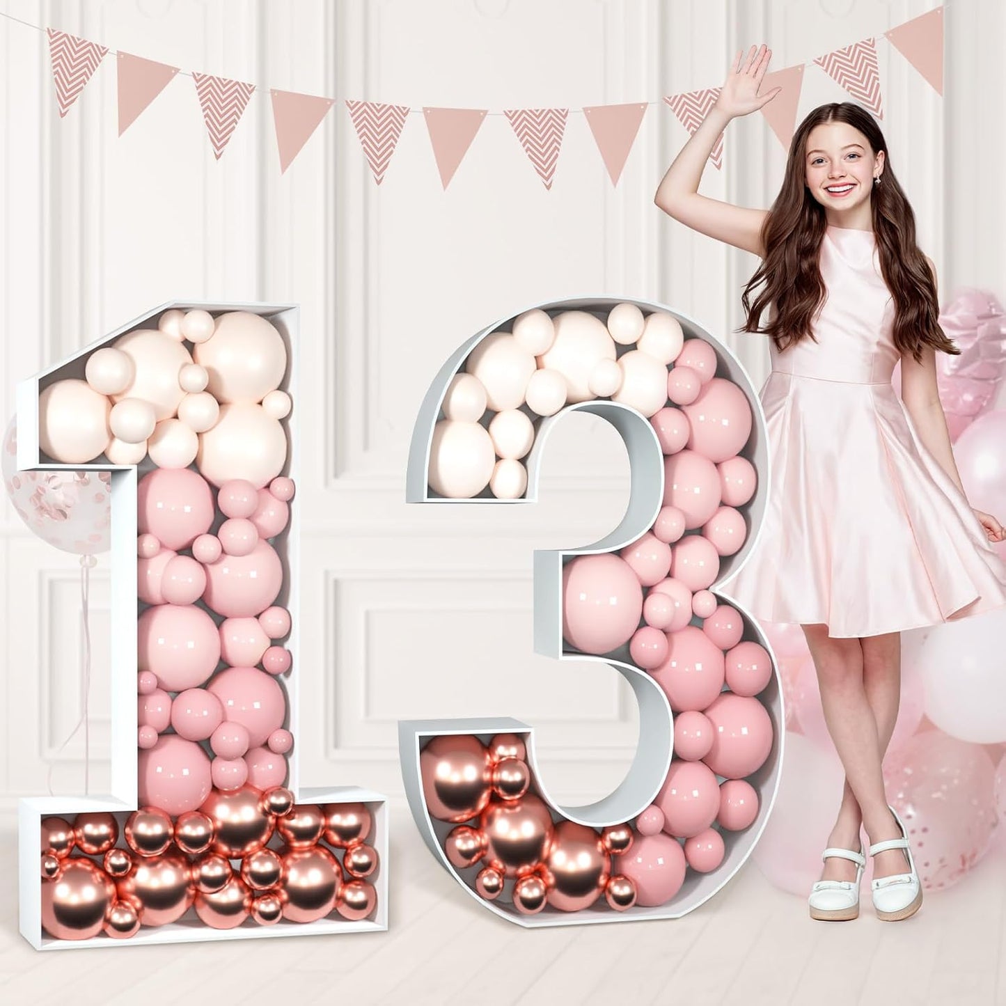 Mosaic Numbers for Balloons 13th Birthday Decorations Frame