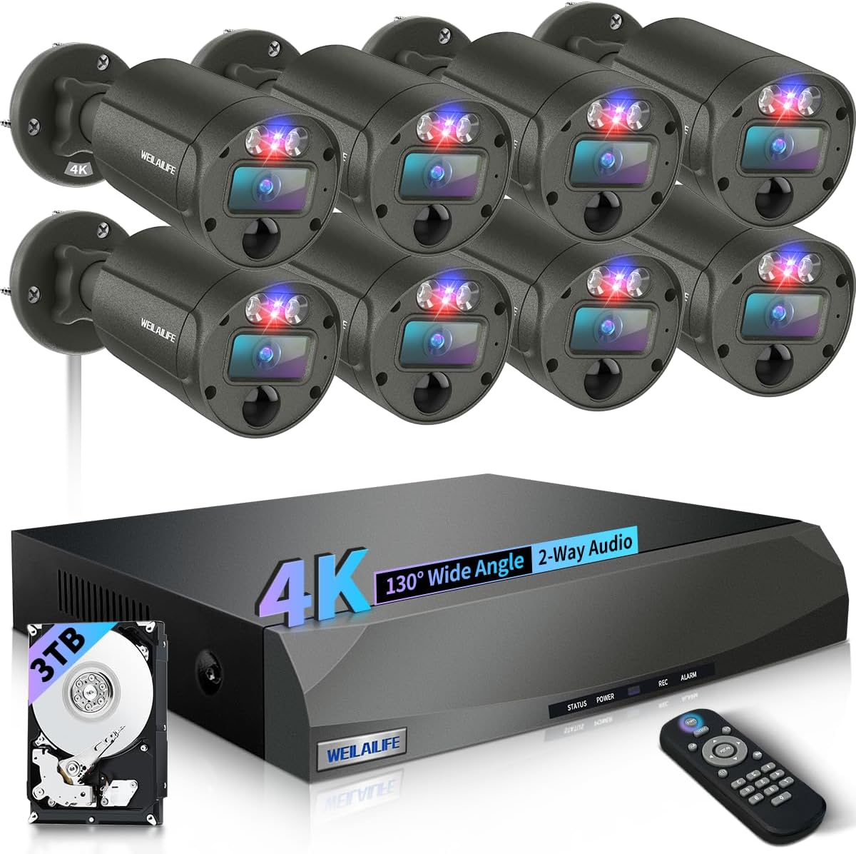 2-Way Audio Outdoor Wired Security Camera System for Home Safety