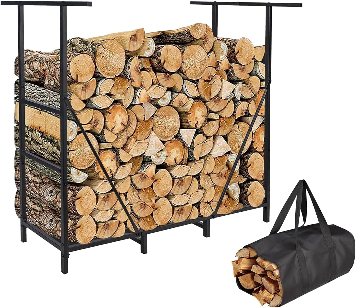 Vailge Firewood Rack Outdoor 4FT with Waterproof Carrier Bag
