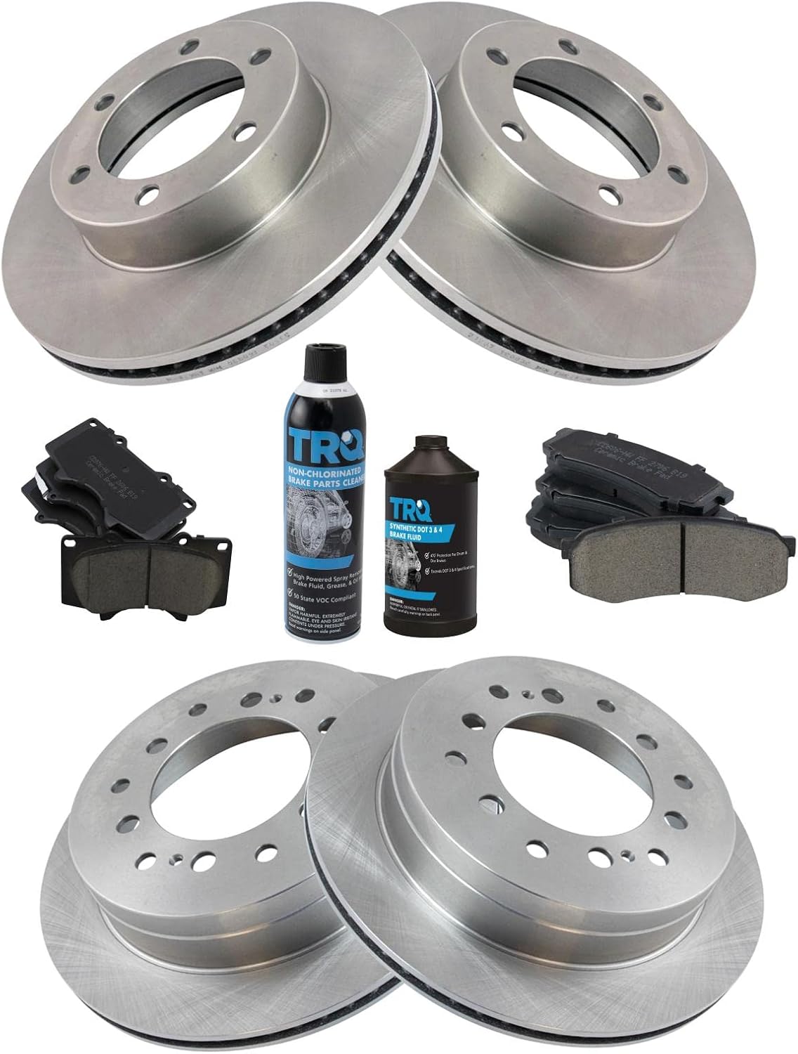 TRQ Front and Rear Brake Pad & Rotor Kit for Toyota Sequoia