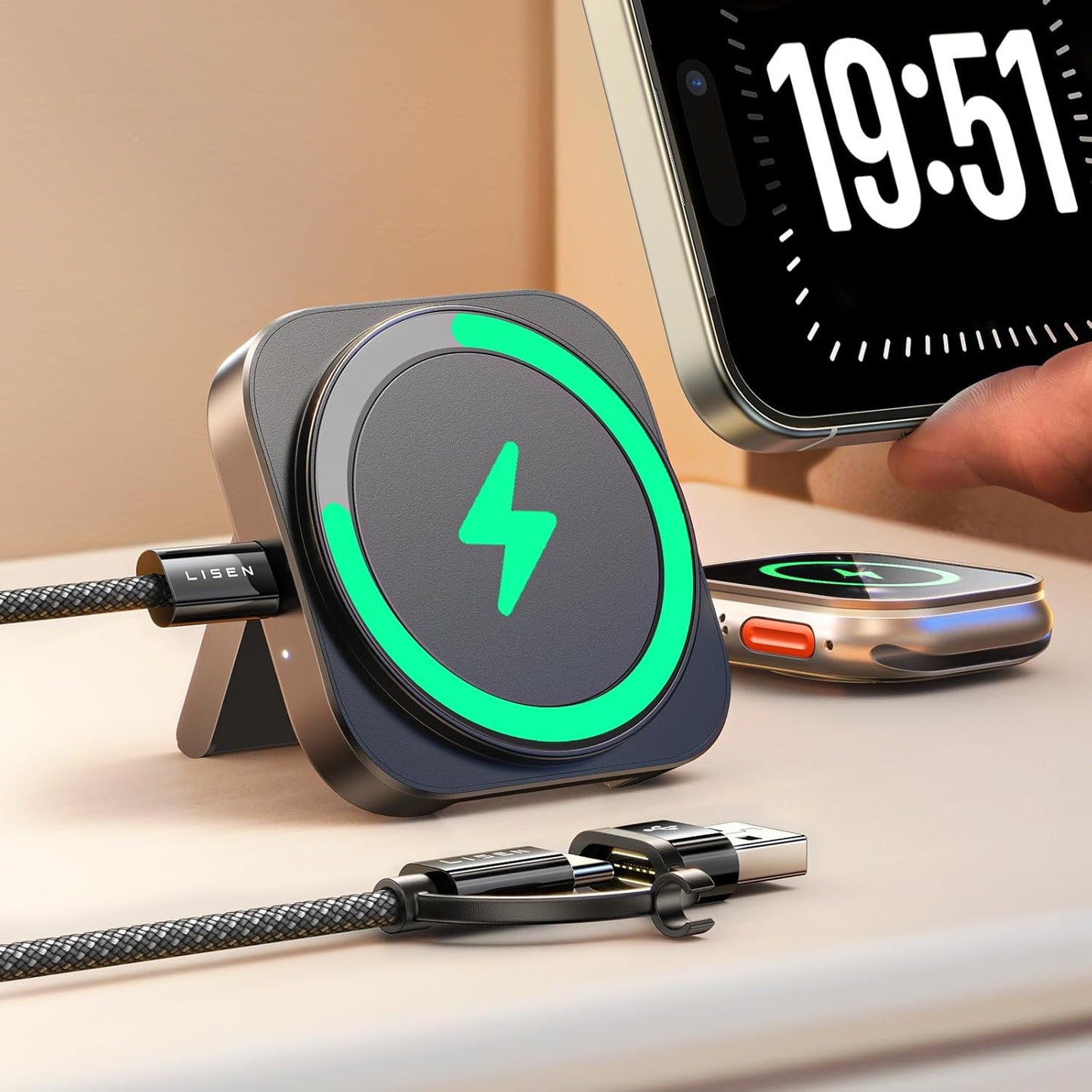 LISEN MagSafe Charger Stand: Office & Travel Essential