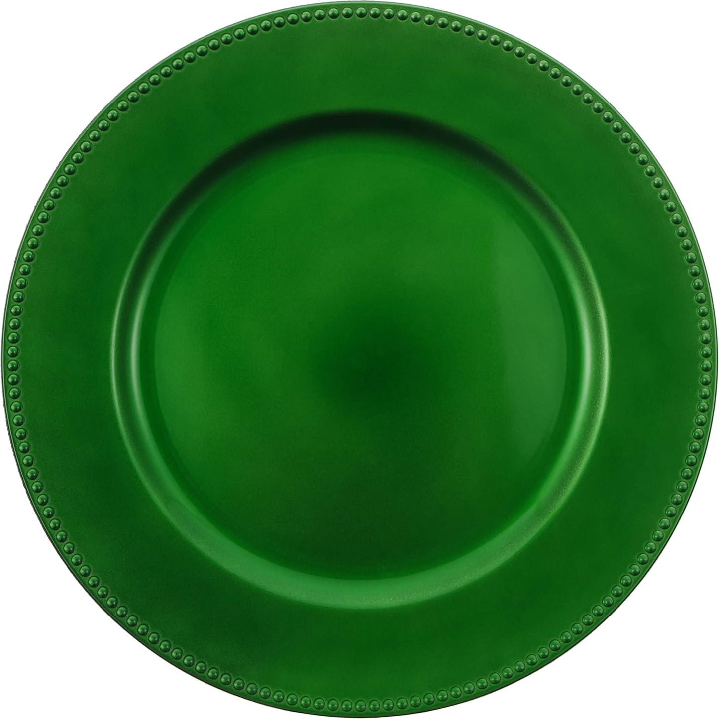 Pack of 12 Green Beaded Charger Plates for Stylish Dining