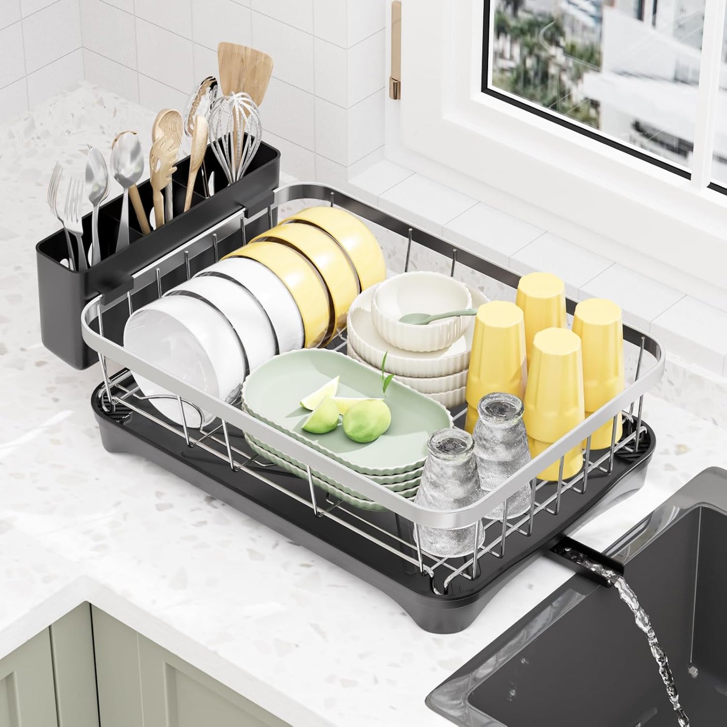 LIYI Dish Rack for Kitchen Counter - Stainless Steel Drying Rack