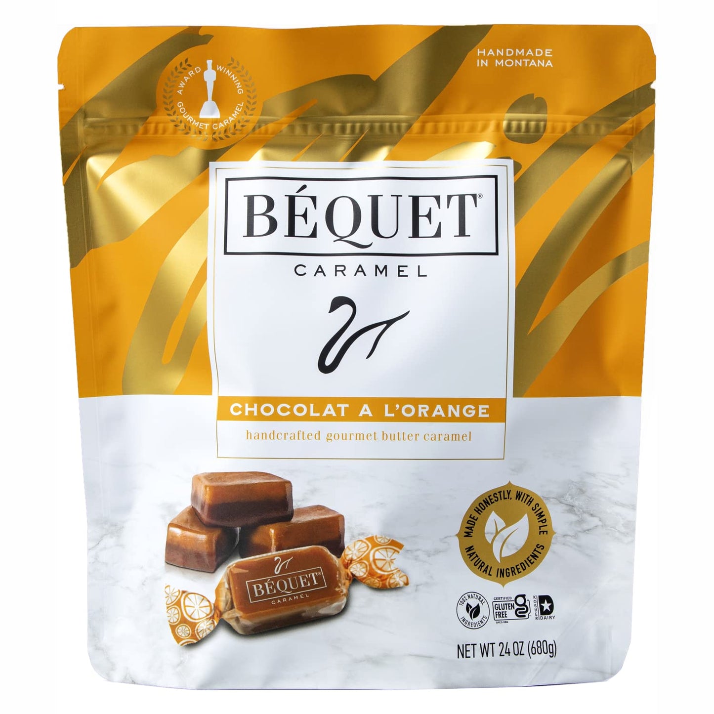 Gourmet Caramel Candy Chocolat A L'Orange Individually Wrapped